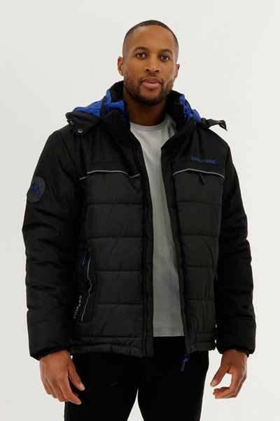 Super Triple Goose Contrast Lining Puffer Bomber Jacket - Blue - Mens Bomber Jackets - International Clothiers
