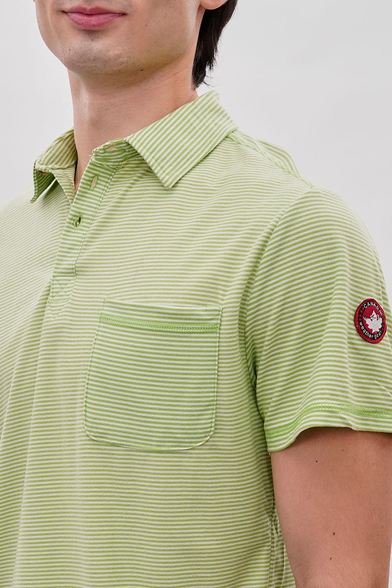 Canada Weather Gear Striped Polo Shirt - Green - Mens Polo Shirts - International Clothiers