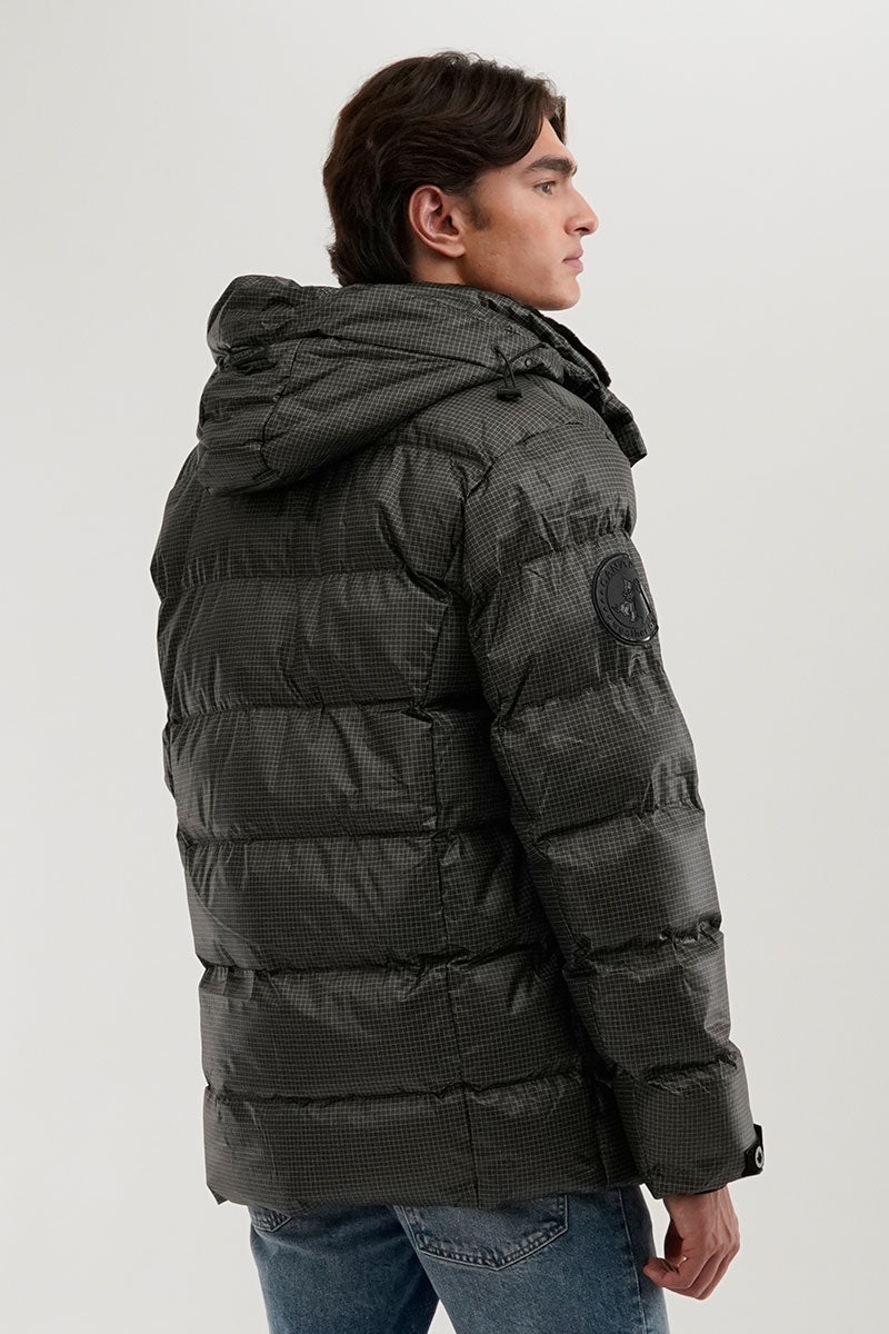 Canada Weather Gear Grid Pattern Puffer Parka Jacket - Green - Mens Parka Jackets - International Clothiers