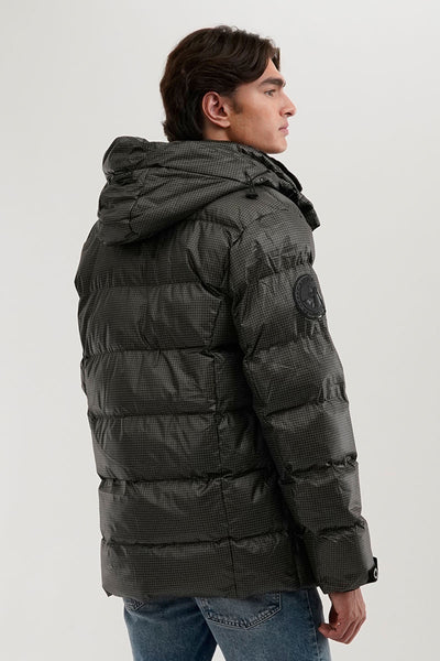 Canada Weather Gear Grid Pattern Puffer Parka Jacket - Green - Mens Parka Jackets - International Clothiers