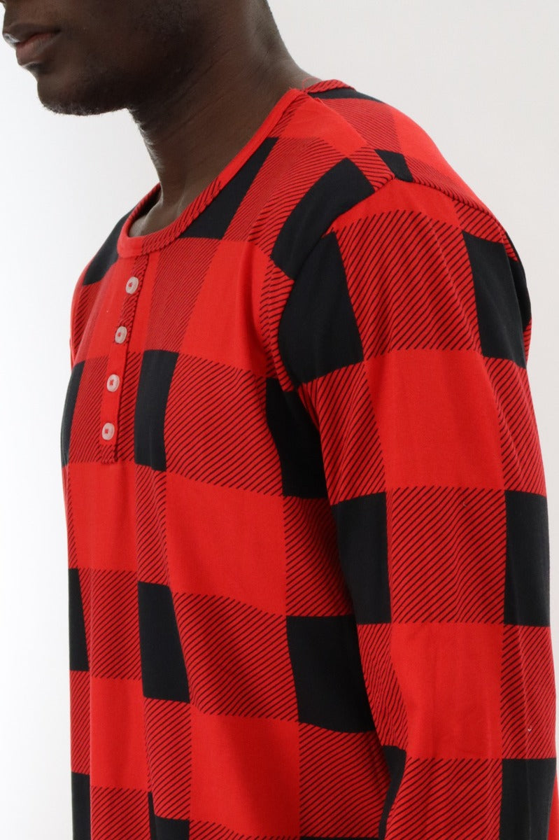 Canada Weather Gear Long Sleeve Printed Pajama Top - Red - Mens Pajamas - International Clothiers