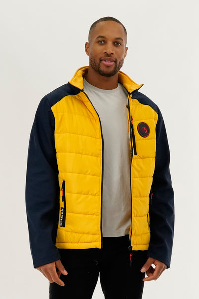Super Triple Goose Quilted Colour Block Lightweight Jacket - Yellow - Mens Lightweight Jackets - International Clothiers