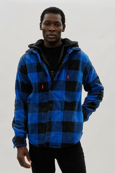 Canada Weather Gear Plaid Sherpa Lined Lightweight Jacket - Blue - Mens Lightweight Jackets - International Clothiers