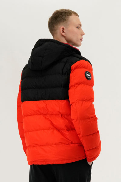 Super Triple Goose Colour Block Puffer Bomber Jacket - Orange - Mens Bomber Jackets - International Clothiers