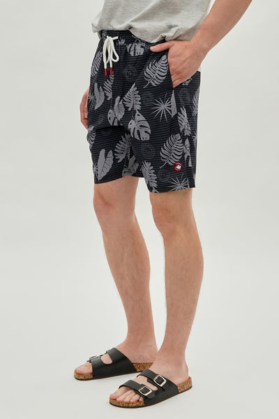 Canada Weather Gear Leaf Print Swim Shorts - Black - Mens Shorts & Capris - International Clothiers