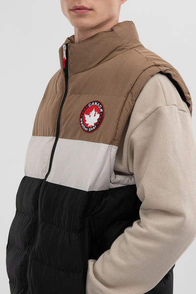 Canada Weather Gear Colour Block Puffer Vest - Taupe - Mens Vests - International Clothiers