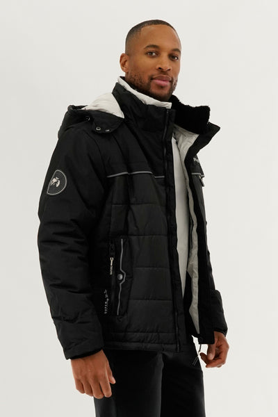 Super Triple Goose Contrast Lining Puffer Bomber Jacket - Stone - Mens Bomber Jackets - International Clothiers