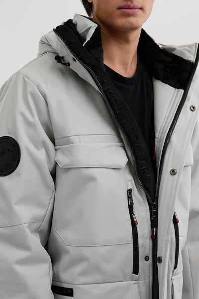 Canada Weather Gear Faux Fur Lined Hood Parka Jacket - Stone - Mens Parka Jackets - International Clothiers