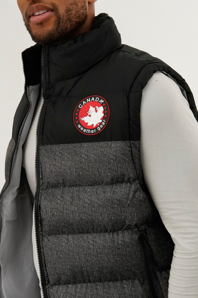 Canada Weather Gear Colour Block Puffer Vest - Grey - Mens Vests - International Clothiers