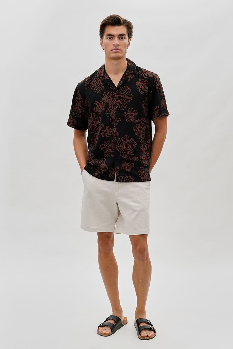 Saints Studio Floral Camp Collar Casual Shirt - Black - Mens Casual Shirts - International Clothiers