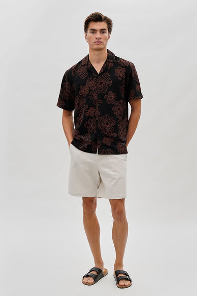 Saints Studio Floral Camp Collar Casual Shirt - Black - Mens Casual Shirts - International Clothiers