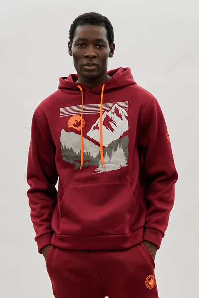 Canada Weather Gear Mountain Print Hoodie - Red - Mens Hoodies & Sweatshirts - International Clothiers