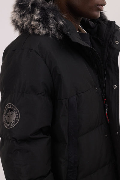 Canada Weather Gear Faux Fur Trim Puffer Parka Jacket - Black - Mens Parka Jackets - International Clothiers