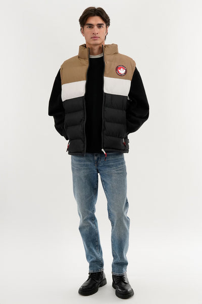 Canada Weather Gear Colour Block Puffer Vest - Beige - Mens Vests - International Clothiers
