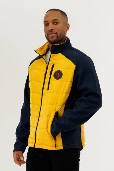 Super Triple Goose Quilted Colour Block Lightweight Jacket - Yellow - Mens Lightweight Jackets - International Clothiers