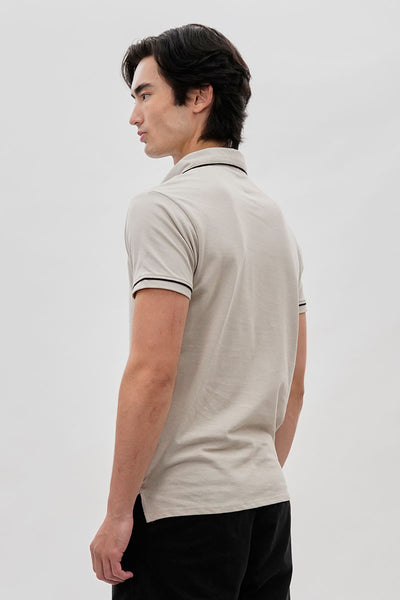 Canada Weather Gear Travel Collection Piping Detail Polo Shirt - Stone - Mens Polo Shirts - International Clothiers