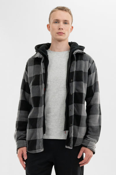 Canada Weather Gear Plaid Sherpa Lined Lightweight Jacket - Black - Mens Lightweight Jackets - International Clothiers