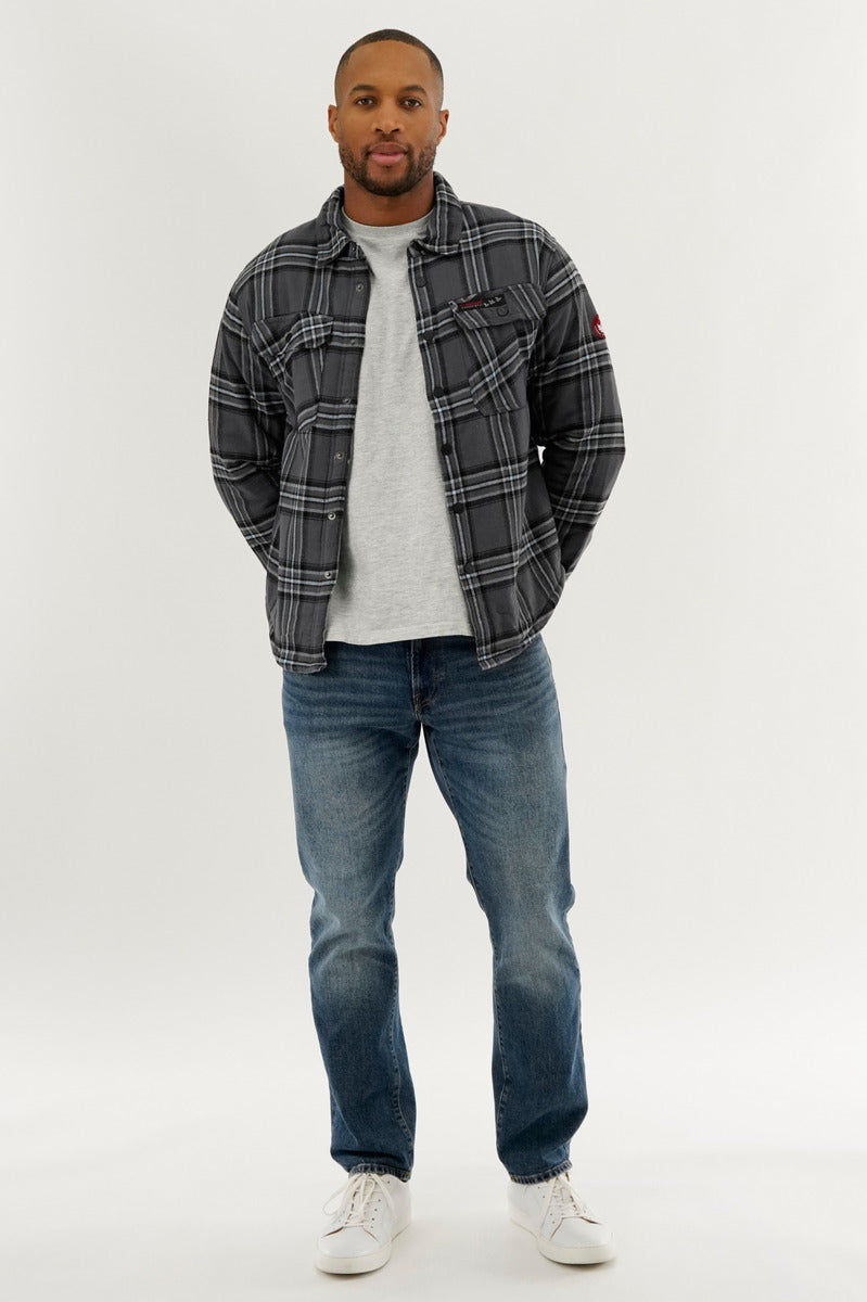 Canada Weather Gear Plaid Plush Lined Lightweight Jacket - Grey - Mens Lightweight Jackets - International Clothiers