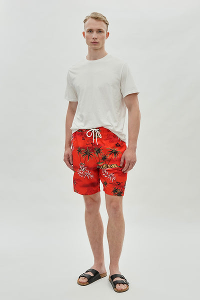 Canada Weather Gear Tropical Print Swim Shorts - Orange - Mens Shorts & Capris - International Clothiers