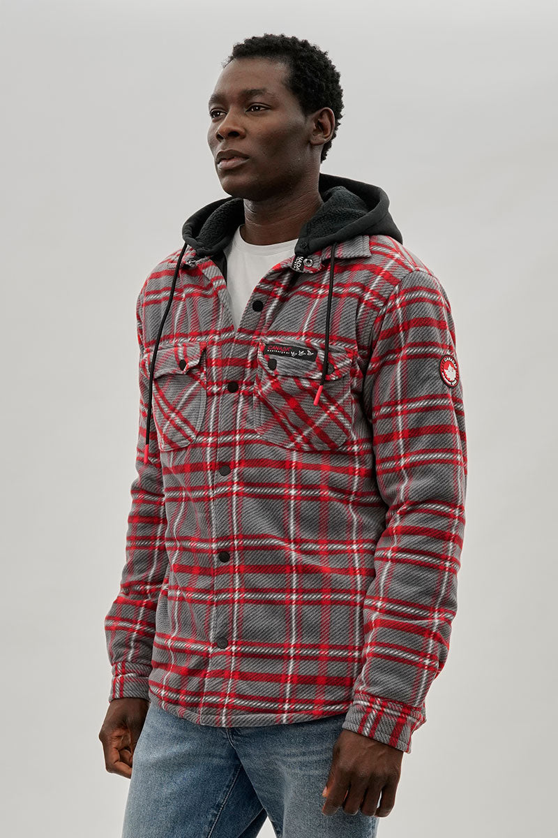 Canada Weather Gear Plaid Hooded Lightweight Jacket - Grey - Mens Lightweight Jackets - International Clothiers