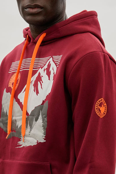 Canada Weather Gear Mountain Print Hoodie - Red - Mens Hoodies & Sweatshirts - International Clothiers