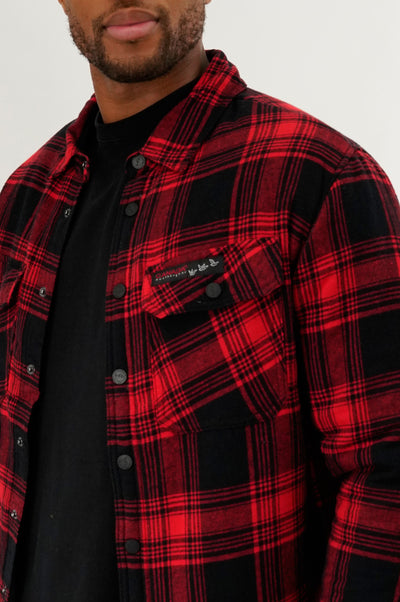 Canada Weather Gear Plaid Plush Lined Lightweight Jacket - Red - Mens Lightweight Jackets - International Clothiers