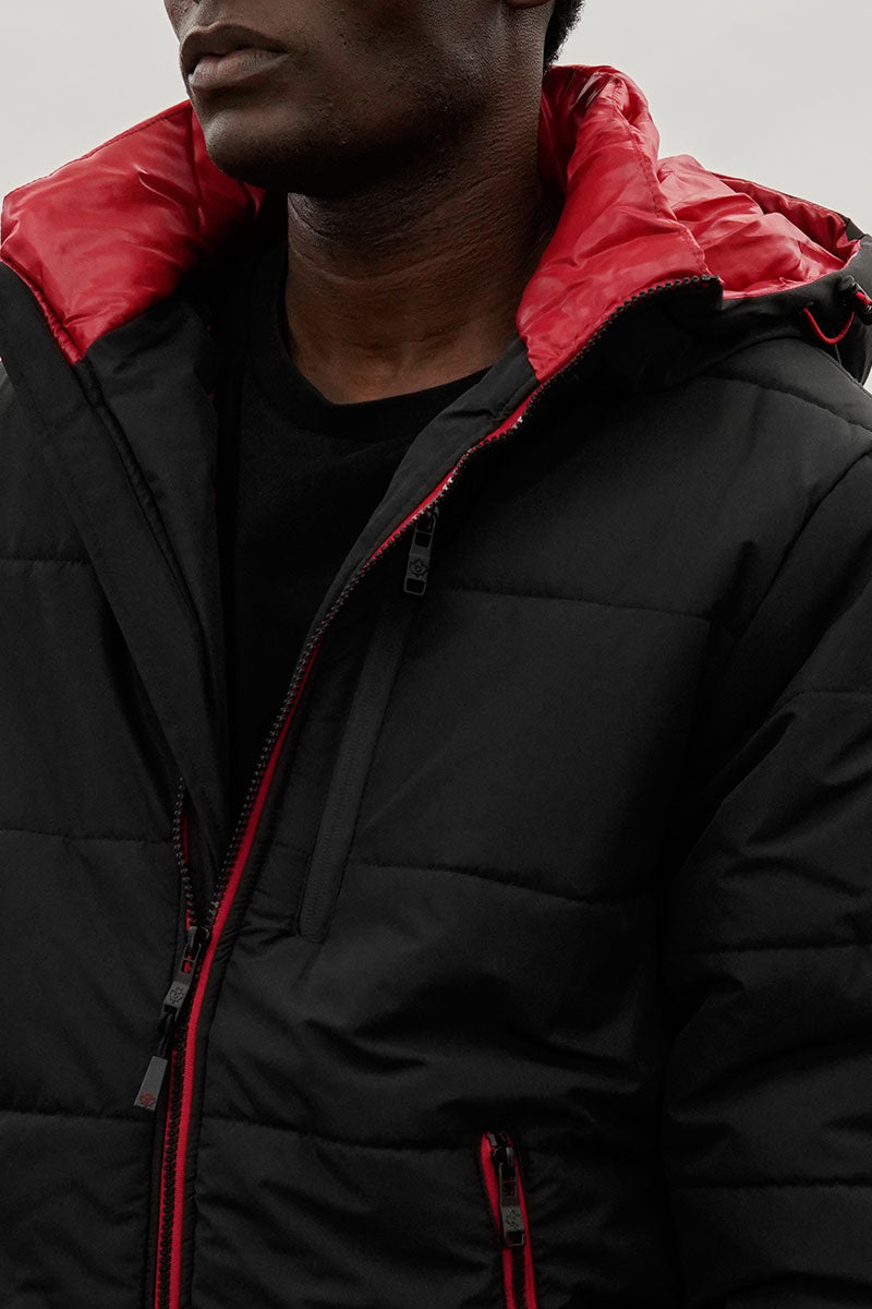 Oppenheimer Hooded Puffer Bomber Jacket - Black - Mens Bomber Jackets - International Clothiers