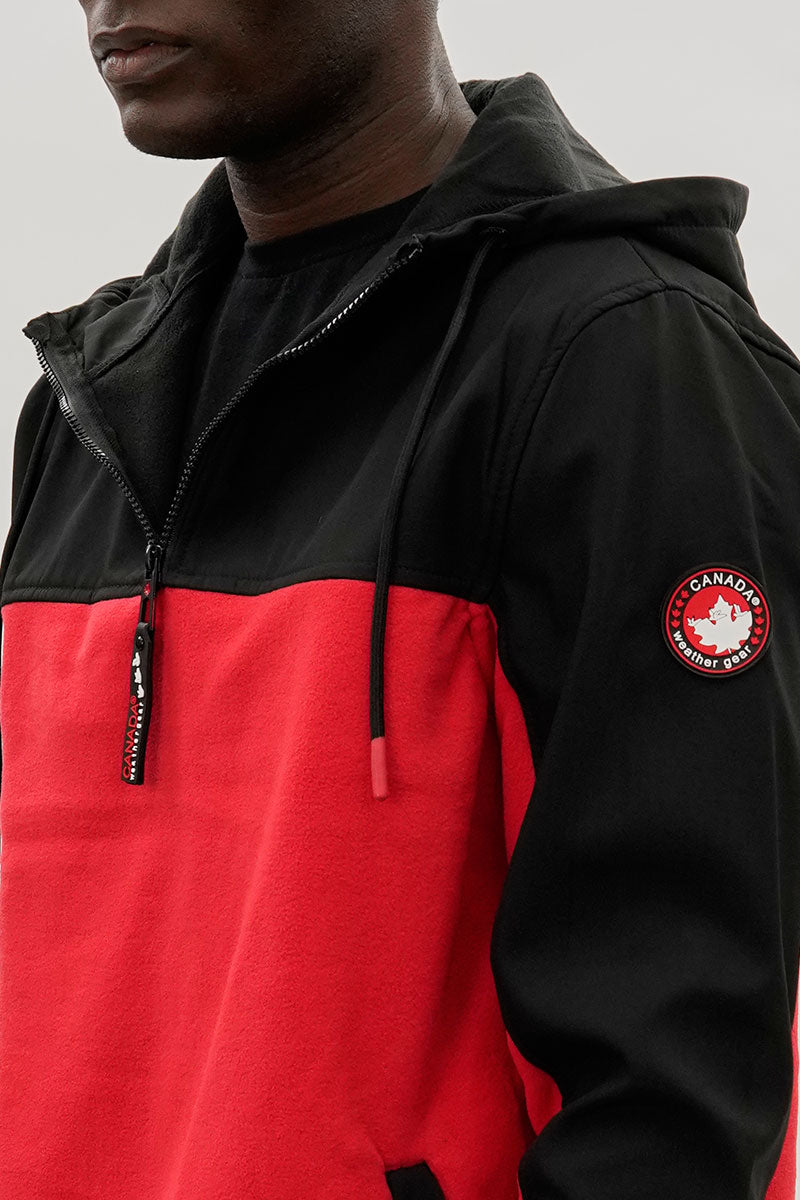 Canada Weather Gear Colour Block Half Zip Hoodie - Red - Mens Hoodies & Sweatshirts - International Clothiers