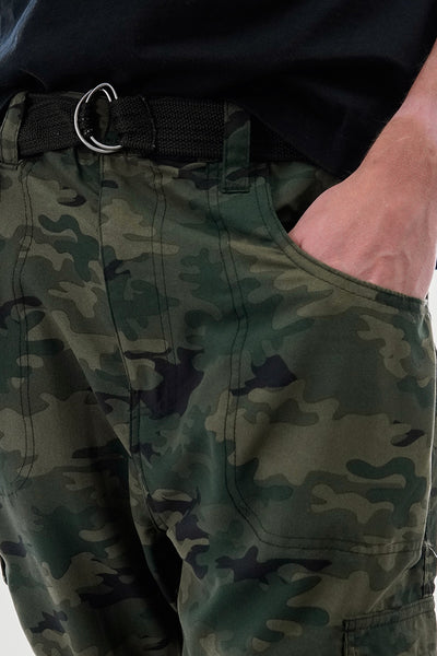 Canada Weather Gear Belted Camo Print Cargo Shorts - Olive - Mens Shorts & Capris - International Clothiers