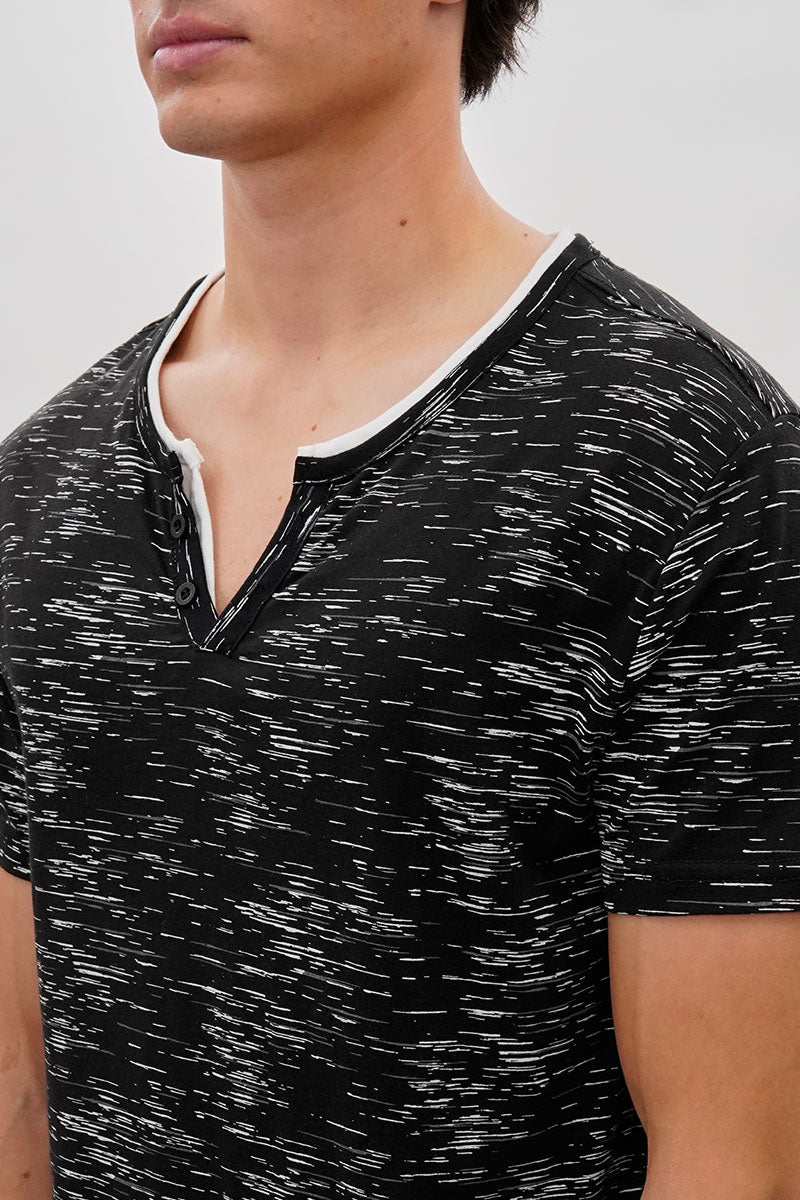 Canada Weather Gear Vintage Short Sleeve Henley Tee - Black - Mens Tees & Tank Tops - International Clothiers