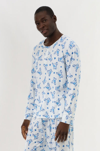 Canada Weather Gear Long Sleeve Holiday Pajama Top - White - Mens Pajamas - International Clothiers