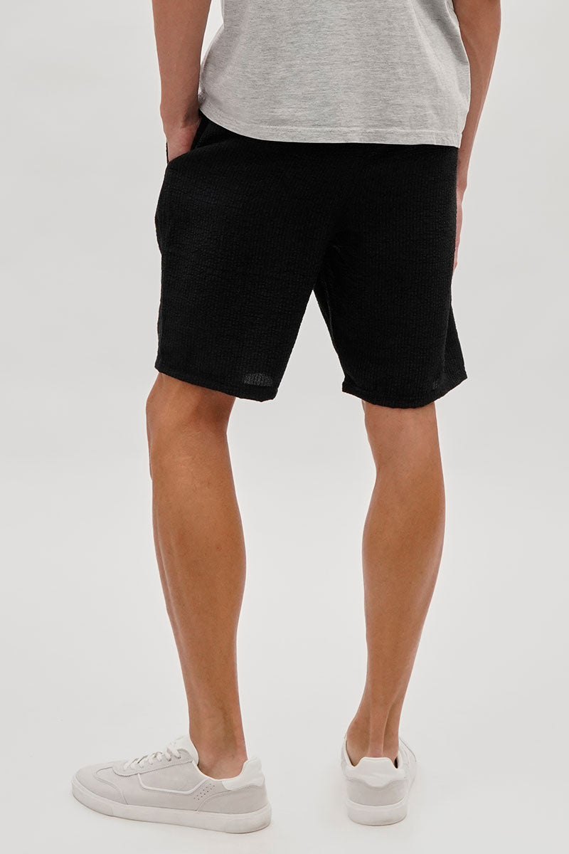 Canada Weather Gear Vintage Textured Tie Waist Shorts - Black - Mens Shorts & Capris - International Clothiers