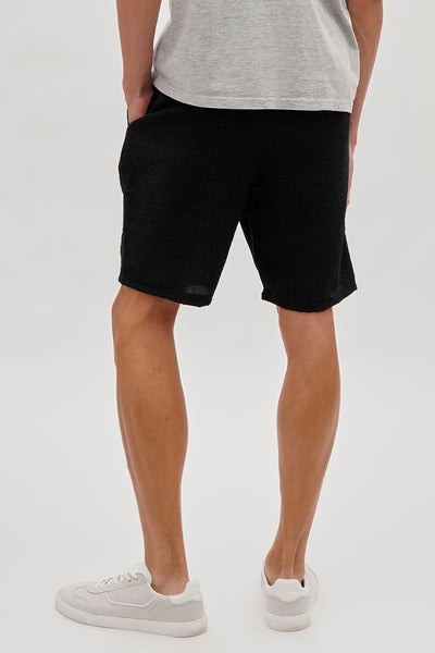 Canada Weather Gear Vintage Textured Tie Waist Shorts - Black - Mens Shorts & Capris - International Clothiers