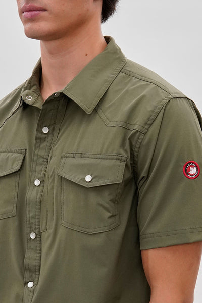 Canada Weather Gear Short Sleeve Snap Button Casual Shirt - Olive - Mens Casual Shirts - International Clothiers