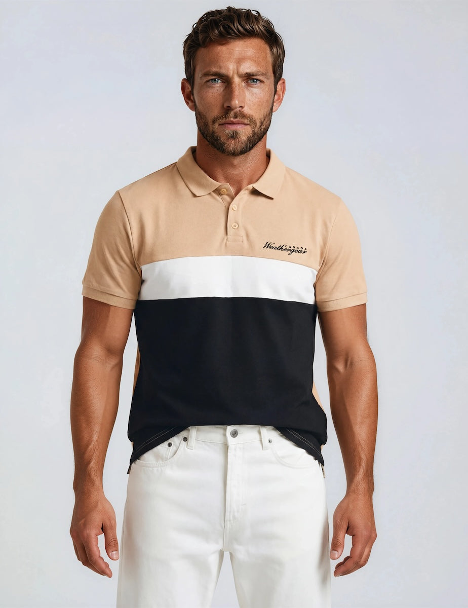 Classic Colourblock Polo - Camel