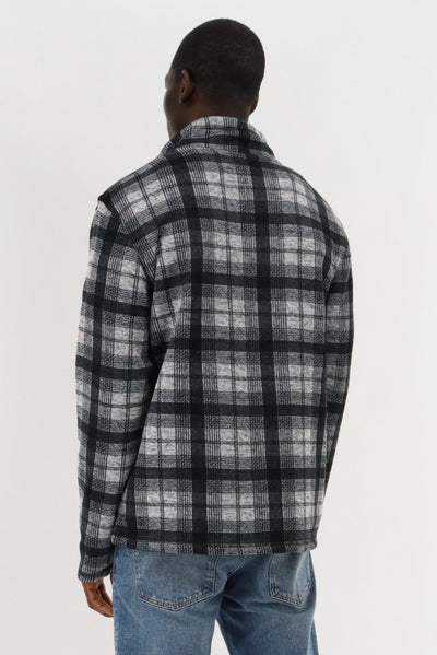 Canada Weather Gear 1/4 Zip Plaid Pullover Sweater - Grey - Mens Pullover Sweaters - International Clothiers