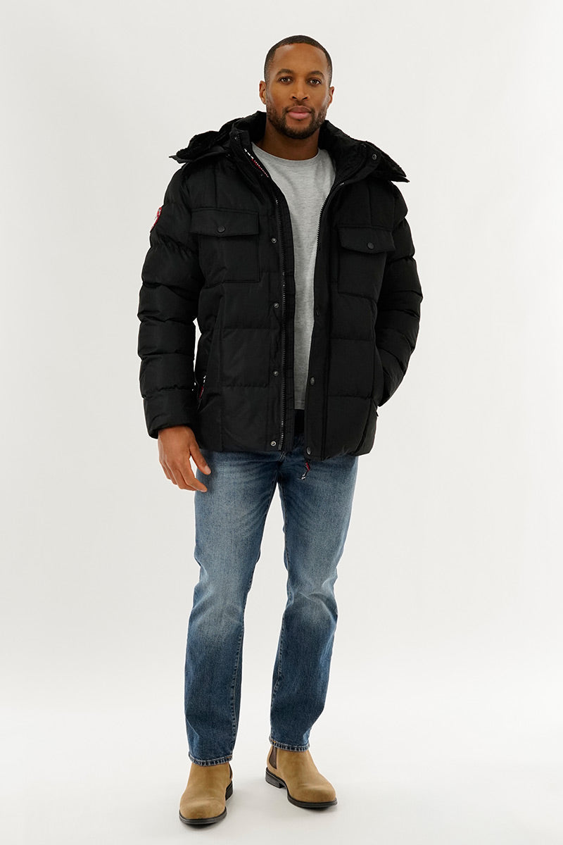 Canada Weather Gear Faux Fur Hooded Parka Jacket - Black - Mens Parka Jackets - International Clothiers