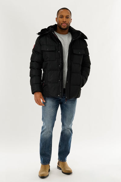 Canada Weather Gear Faux Fur Hooded Parka Jacket - Black - Mens Parka Jackets - International Clothiers