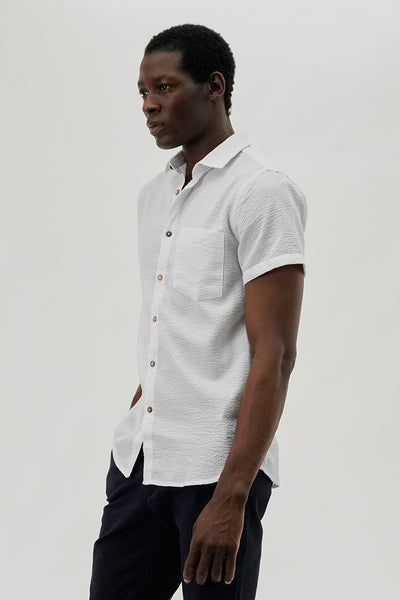 Canada Weather Gear Vintage Textured Button Up Casual Shirt - White - Mens Casual Shirts - International Clothiers