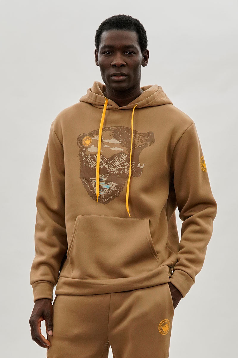 Canada Weather Gear Bear Print Hoodie - Beige - Mens Hoodies & Sweatshirts - International Clothiers