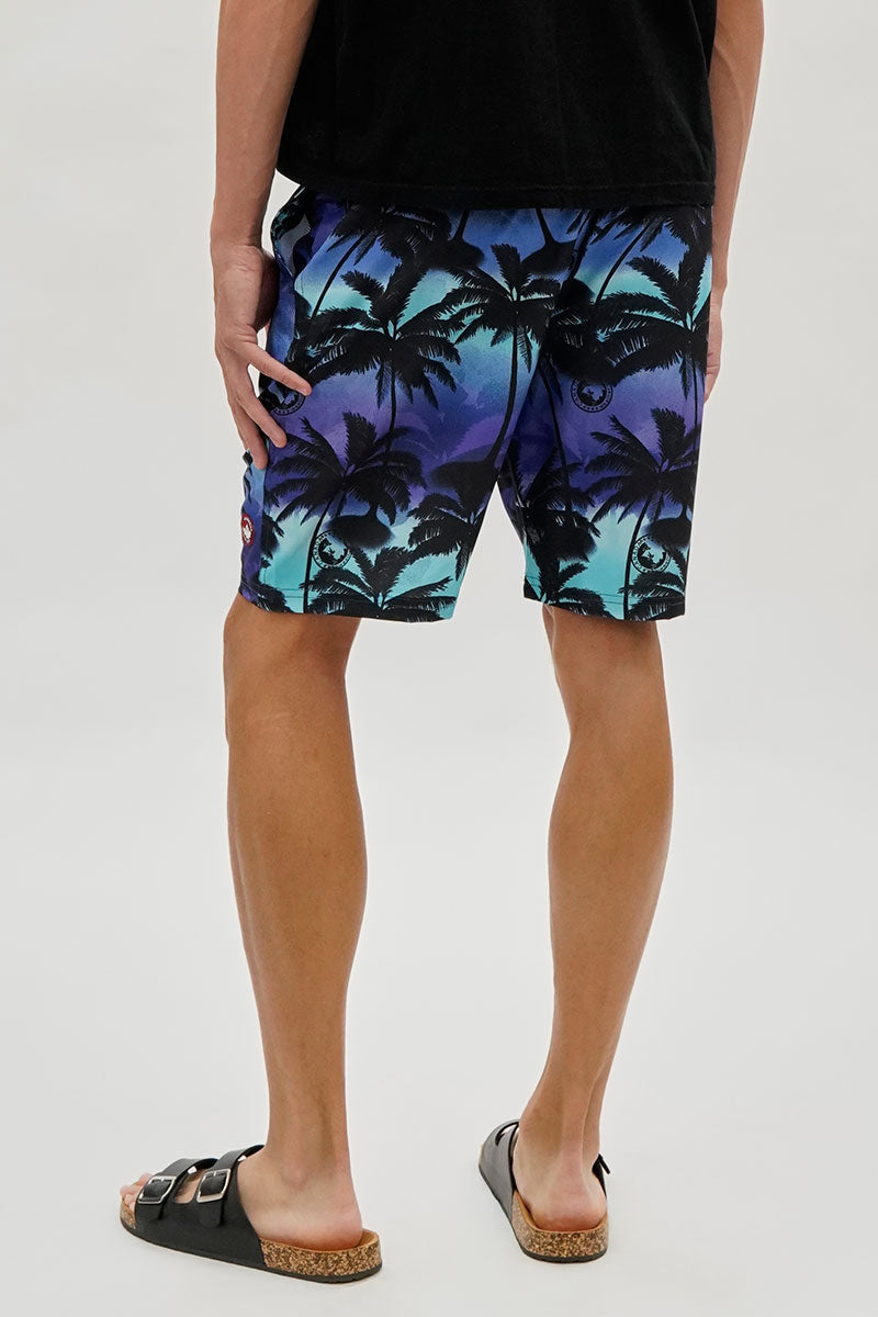 Canada Weather Gear Palm Tree Print Swim Shorts - Blue - Mens Shorts & Capris - International Clothiers