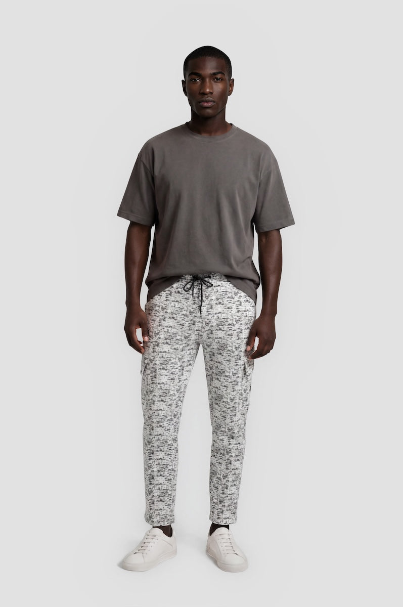 Joggers with Black Logo Patch Pockets - White