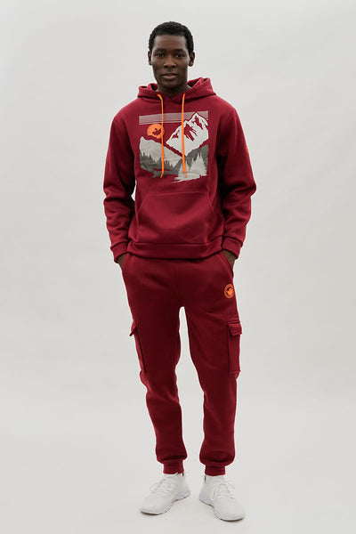 Canada Weather Gear Mountain Print Hoodie - Red - Mens Hoodies & Sweatshirts - International Clothiers