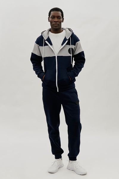 Super Triple Goose Colour Block Zip Up Hoodie - Navy - Mens Hoodies & Sweatshirts - International Clothiers