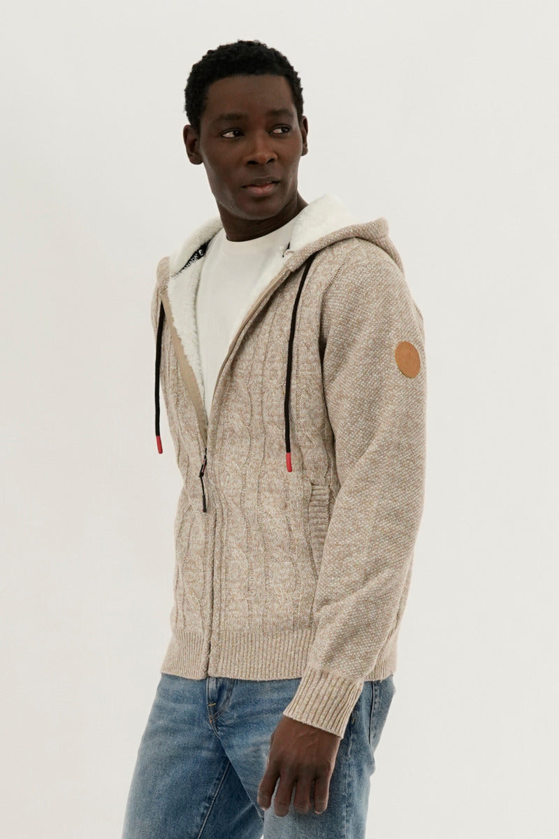 Canada Weather Gear Cable Knit Zip Up Hoodie - Cream - Mens Hoodies & Sweatshirts - International Clothiers