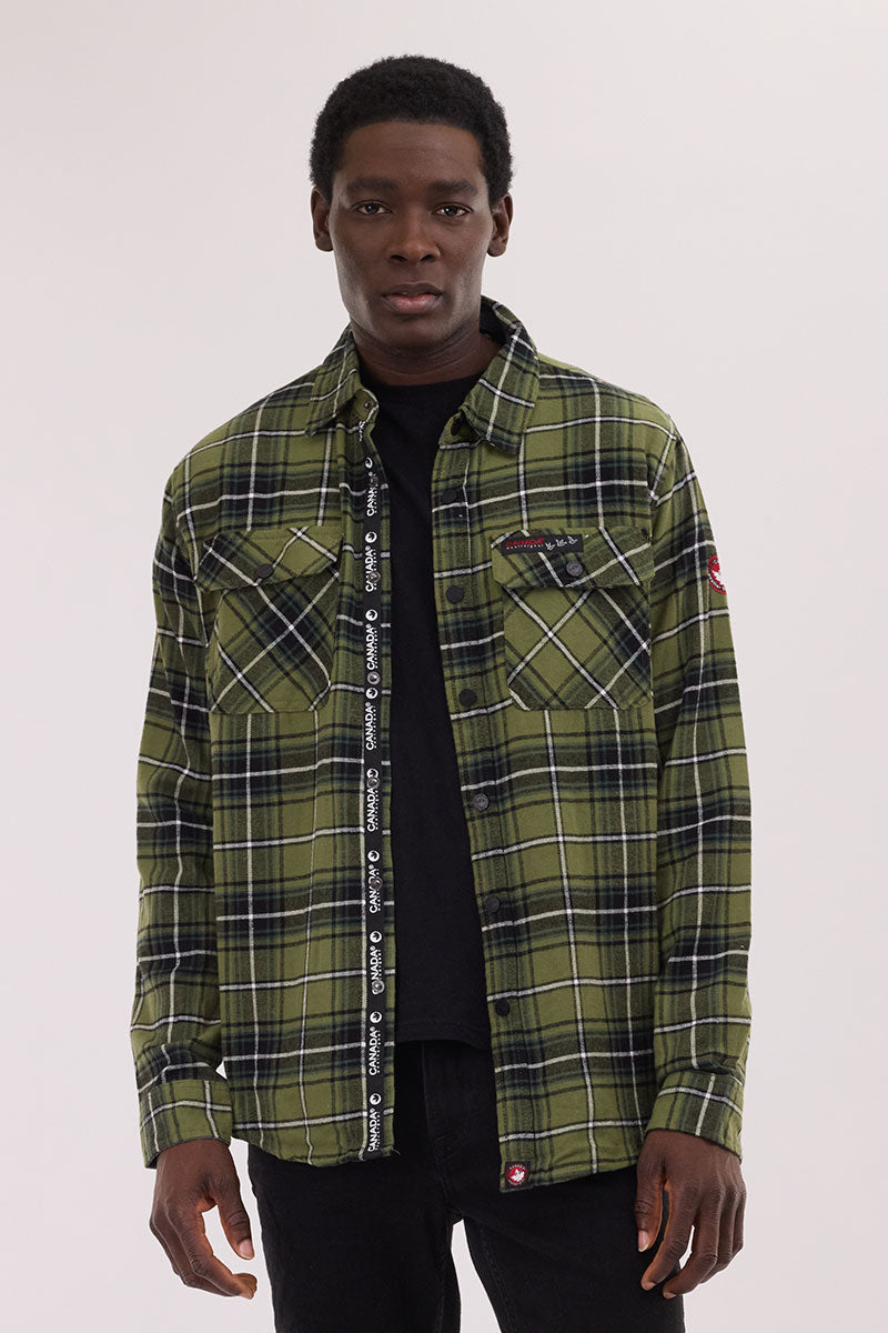 Canada Weather Gear Plaid Button Up Casual Shirt - Olive - Mens Casual Shirts - International Clothiers