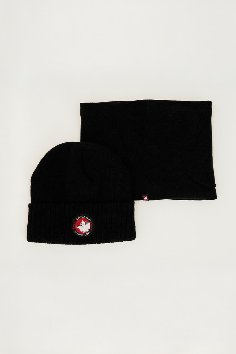 Canada Weather Gear Two Piece Set Gaiter and Hat - Black - Mens Hats - International Clothiers