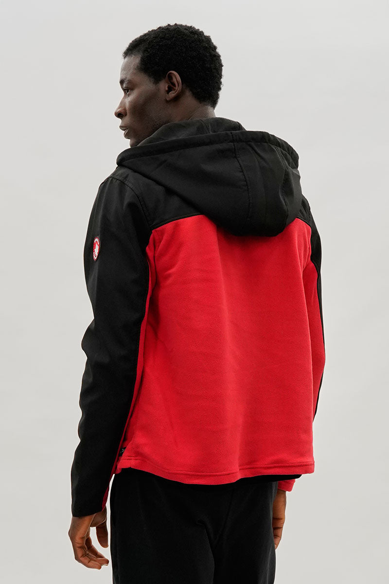 Canada Weather Gear Colour Block Half Zip Hoodie - Red - Mens Hoodies & Sweatshirts - International Clothiers