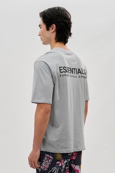 Essentials Super Triple Goose Logo Print Tee - Grey - Mens Tees & Tank Tops - International Clothiers