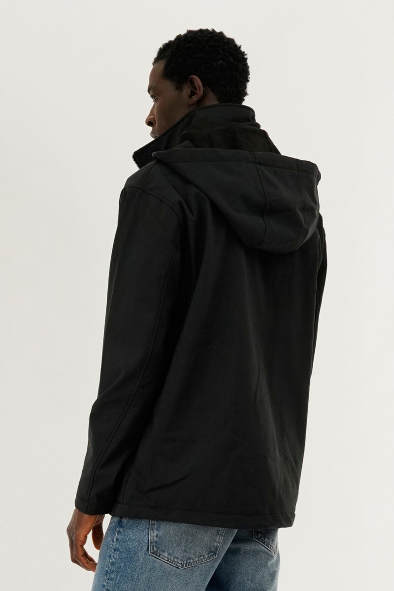 Canada Weather Gear Soft Shell Hooded Lightweight Jacket - Black - Mens Lightweight Jackets - International Clothiers